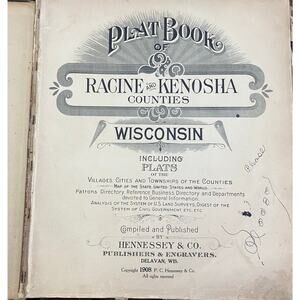 1908 Standard Atlas of Racine & Kenosha Counties Wisconsin